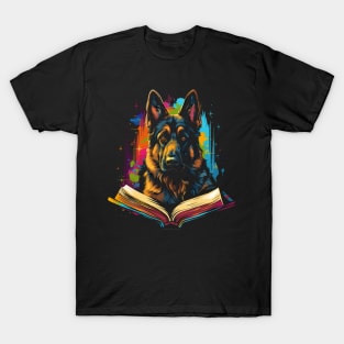 German Shepherd Reads Book T-Shirt